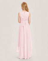 Pink Chiffon A-line Junior Bridesmaid Dress Back View