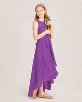 Purple Chiffon A-line Junior Bridesmaid Dress Side View