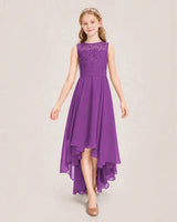 Purple Chiffon A-line Junior Bridesmaid Dress Front View