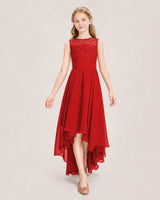 Red Chiffon A-line Junior Bridesmaid Dress Front View