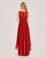Red Chiffon A-line Junior Bridesmaid Dress Back View