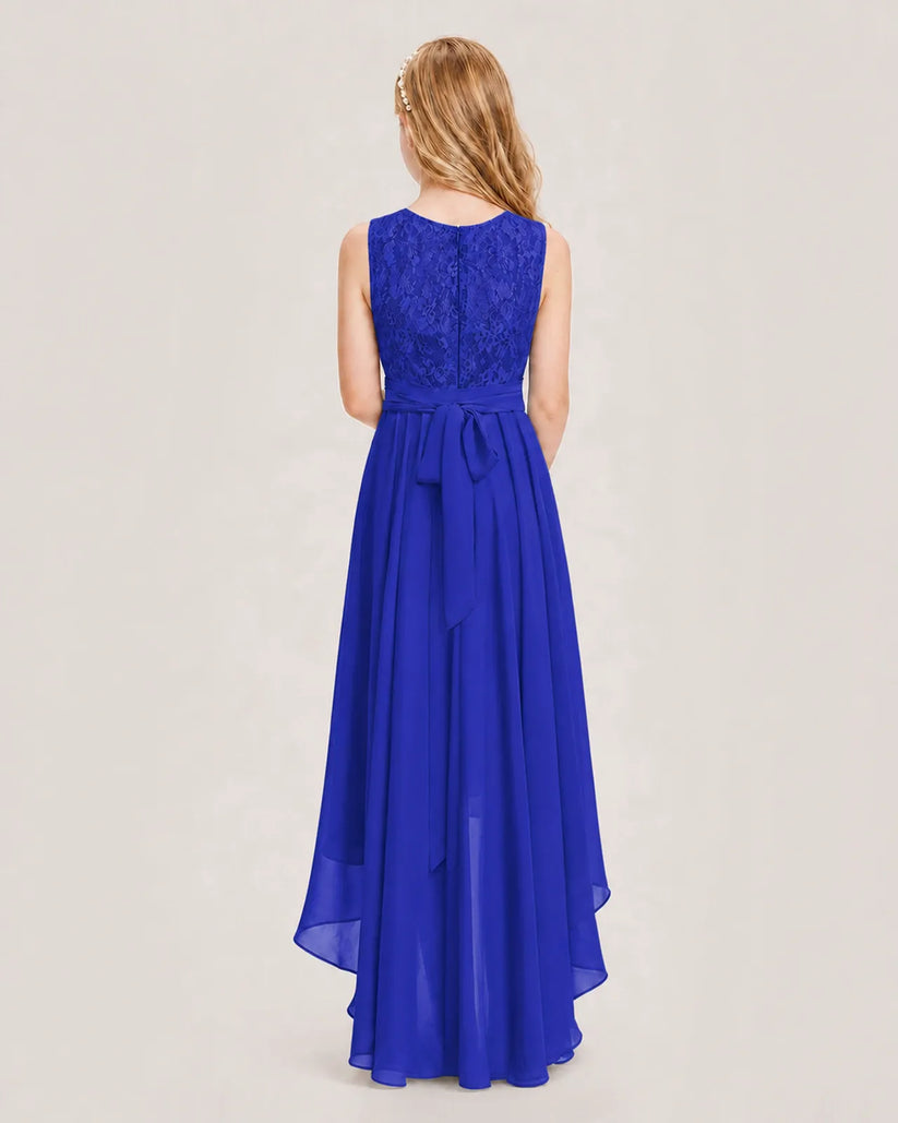Royal Blue Chiffon A-line Junior Bridesmaid Dress Back View