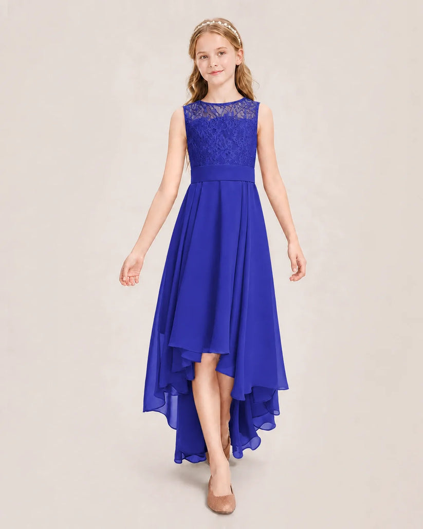 Royal Blue Chiffon A-line Junior Bridesmaid Dress Front View