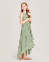 Sage Green Chiffon A-line Junior Bridesmaid Dress Side View