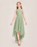 Sage Green Chiffon A-line Junior Bridesmaid Dress Front View