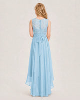 Sky Blue Chiffon A-line Junior Bridesmaid Dress Back View
