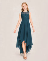 Teal Chiffon A-line Junior Bridesmaid Dress Front View
