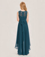 Teal Chiffon A-line Junior Bridesmaid Dress Back View