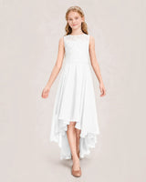 White Chiffon A-line Junior Bridesmaid Dress Front View