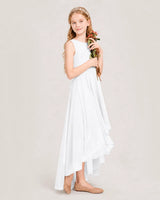 White Chiffon A-line Junior Bridesmaid Dress Side View