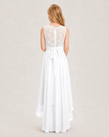 White Chiffon A-line Junior Bridesmaid Dress Back View