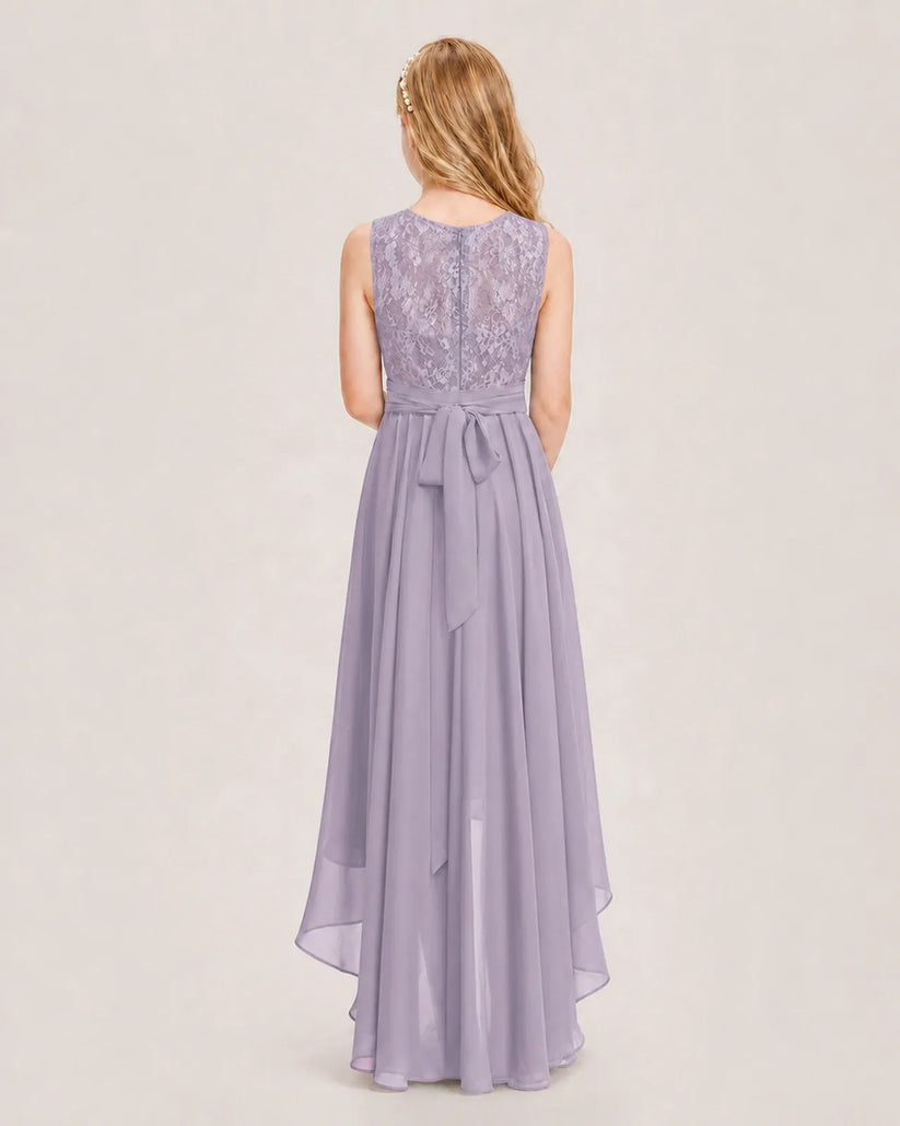 Wisteria Chiffon A-line Junior Bridesmaid Dress Back View