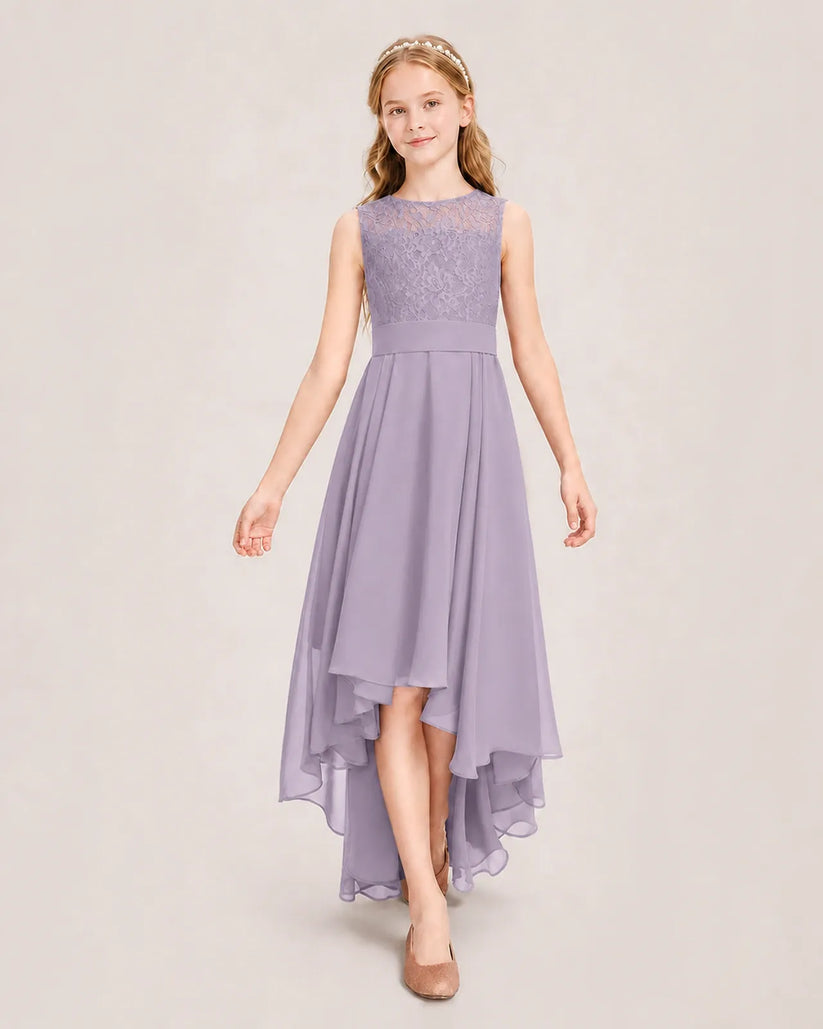 Wisteria Chiffon A-line Junior Bridesmaid Dress Front View