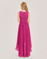 Hot Pink Chiffon A-line Junior Bridesmaid Dress Back View