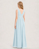 Baby Blue Chiffon A-line Junior Bridesmaid Dress Back View
