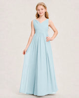 Baby Blue Chiffon A-line Junior Bridesmaid Dress Front View