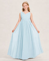 Baby Blue Chiffon A-line Junior Bridesmaid Dress Front View