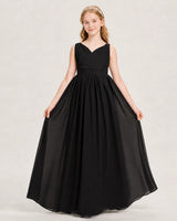 Black Chiffon A-line Junior Bridesmaid Dress Front View