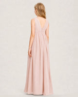 Blush Pink Chiffon A-line Junior Bridesmaid Dress Back View