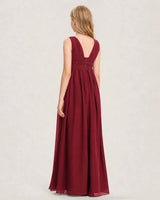 Burgundy Chiffon A-line Junior Bridesmaid Dress Back View