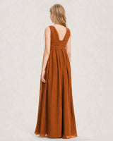 Burnt Orange Chiffon A-line Junior Bridesmaid Dress Back View