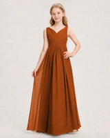 Burnt Orange Chiffon A-line Junior Bridesmaid Dress Front View