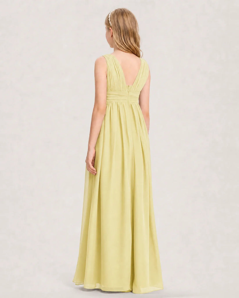 Daffodil Chiffon A-line Junior Bridesmaid Dress Back View