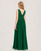Dark Green Chiffon A-line Junior Bridesmaid Dress Back View