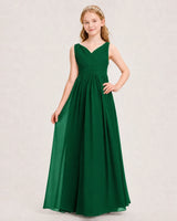 Dark Green Chiffon A-line Junior Bridesmaid Dress Front View