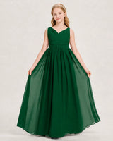 Dark Green Chiffon A-line Junior Bridesmaid Dress Front View