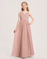 Dusty Rose Chiffon A-line Junior Bridesmaid Dress Front View
