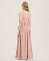 Dusty Rose Chiffon A-line Junior Bridesmaid Dress Back View
