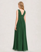 Emerald Green Chiffon A-line Junior Bridesmaid Dress Back View
