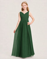 Emerald Green Chiffon A-line Junior Bridesmaid Dress Front View