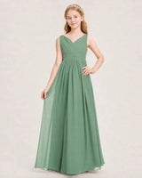 Eucalyptus Chiffon A-line Junior Bridesmaid Dress Front View