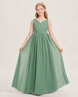 Eucalyptus Chiffon A-line Junior Bridesmaid Dress Front View