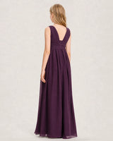 Grape Chiffon A-line Junior Bridesmaid Dress Back View