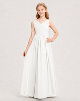 Ivory Chiffon A-line Junior Bridesmaid Dress Front View