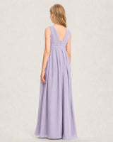 Lavender Chiffon A-line Junior Bridesmaid Dress Back View