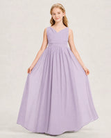 Lavender Chiffon A-line Junior Bridesmaid Dress Front View