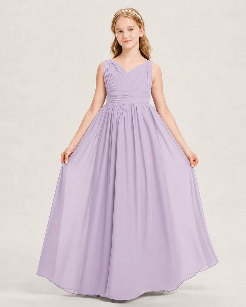 Lavender Chiffon A-line Junior Bridesmaid Dress Front View