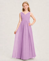 Lilac Chiffon A-line Junior Bridesmaid Dress Front View