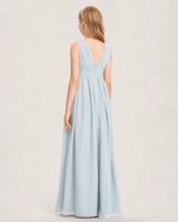 Mist Chiffon A-line Junior Bridesmaid Dress Back View