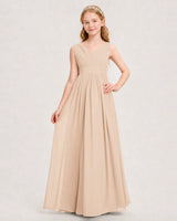 Peach Chiffon A-line Junior Bridesmaid Dress Front View