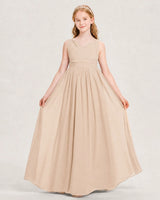 Peach Chiffon A-line Junior Bridesmaid Dress Front View