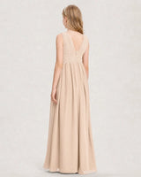 Peach Chiffon A-line Junior Bridesmaid Dress Back View