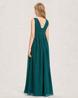 Peacock Chiffon A-line Junior Bridesmaid Dress Back View