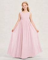 Pink Chiffon A-line Junior Bridesmaid Dress Front View