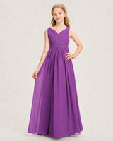 Purple Chiffon A-line Junior Bridesmaid Dress Front View