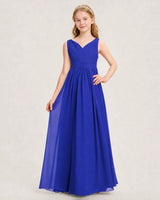 Royal Blue Chiffon A-line Junior Bridesmaid Dress Front View